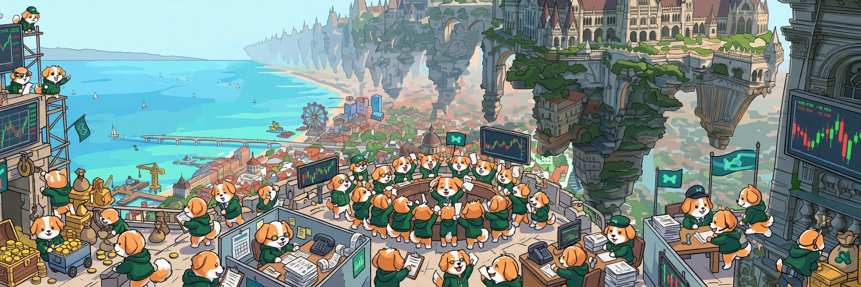 The Hypaww trading city at dusk